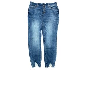 Cato Jeans Size 10 Mid Rise Straight Ankle Step Raw Hem Button Fly Est 1946